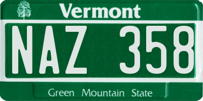 VT license plate NAZ358