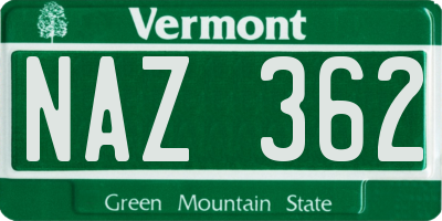 VT license plate NAZ362
