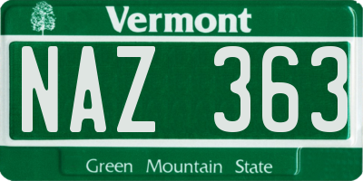 VT license plate NAZ363