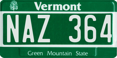 VT license plate NAZ364
