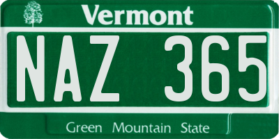 VT license plate NAZ365