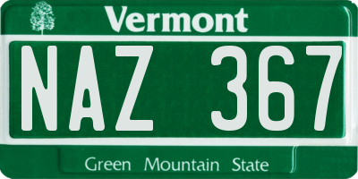 VT license plate NAZ367