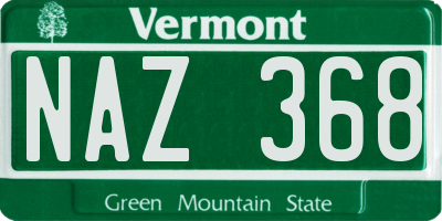 VT license plate NAZ368