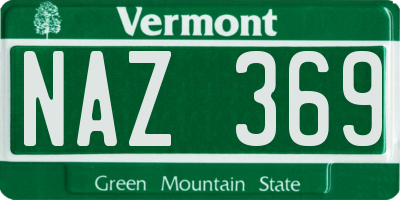 VT license plate NAZ369