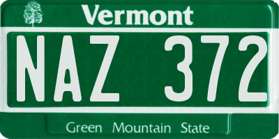 VT license plate NAZ372