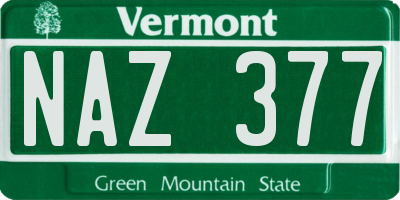 VT license plate NAZ377