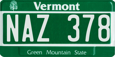 VT license plate NAZ378