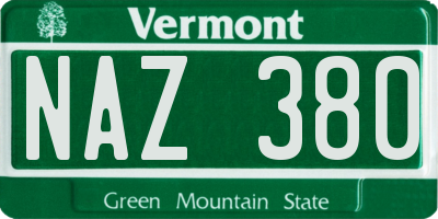 VT license plate NAZ380
