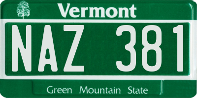 VT license plate NAZ381