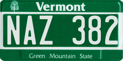 VT license plate NAZ382
