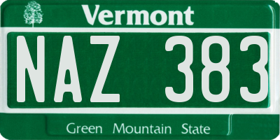 VT license plate NAZ383