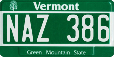VT license plate NAZ386
