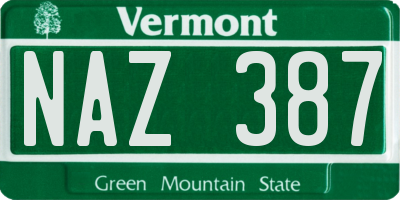 VT license plate NAZ387