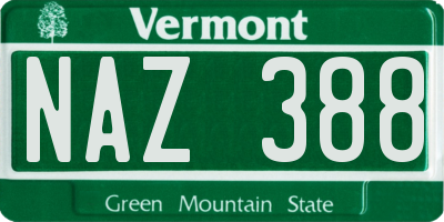 VT license plate NAZ388