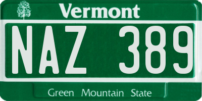 VT license plate NAZ389
