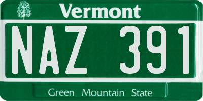 VT license plate NAZ391