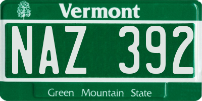 VT license plate NAZ392