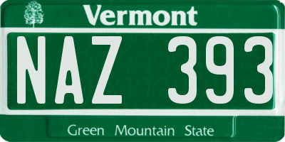VT license plate NAZ393