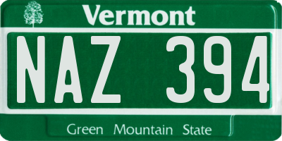 VT license plate NAZ394