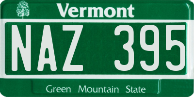 VT license plate NAZ395