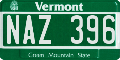 VT license plate NAZ396