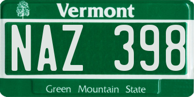 VT license plate NAZ398