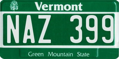 VT license plate NAZ399