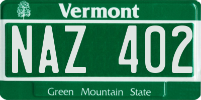 VT license plate NAZ402