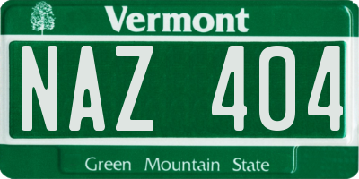 VT license plate NAZ404
