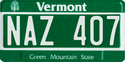 VT license plate NAZ407