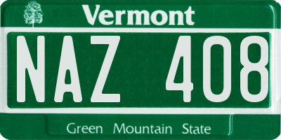 VT license plate NAZ408