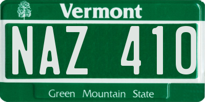 VT license plate NAZ410