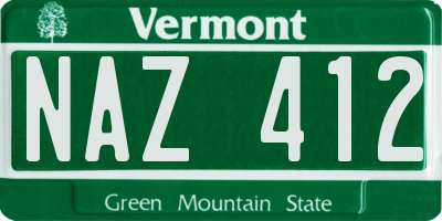 VT license plate NAZ412