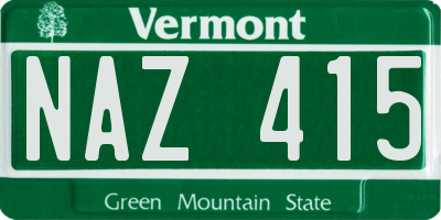 VT license plate NAZ415