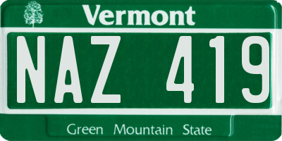 VT license plate NAZ419