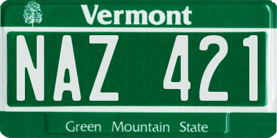 VT license plate NAZ421