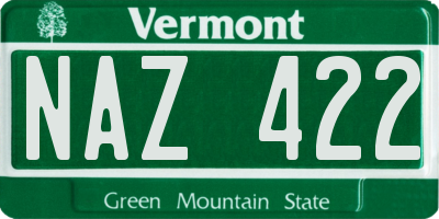 VT license plate NAZ422