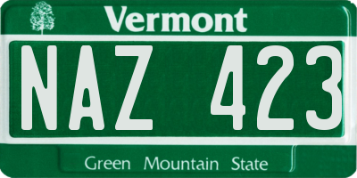VT license plate NAZ423