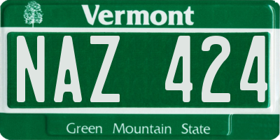 VT license plate NAZ424