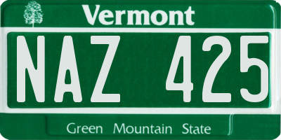 VT license plate NAZ425