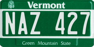 VT license plate NAZ427