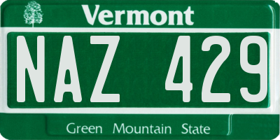 VT license plate NAZ429