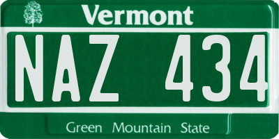 VT license plate NAZ434