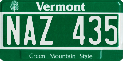 VT license plate NAZ435