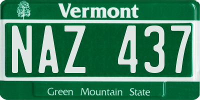 VT license plate NAZ437
