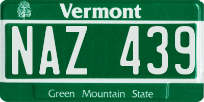 VT license plate NAZ439