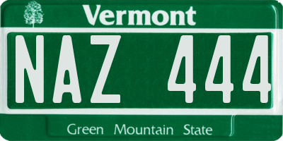 VT license plate NAZ444