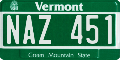 VT license plate NAZ451