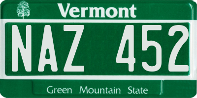 VT license plate NAZ452