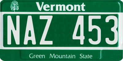 VT license plate NAZ453